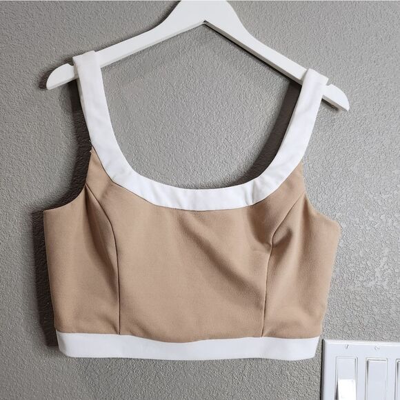Lulus Cream And White Scalloped Crop Top - Picture 1 of 5